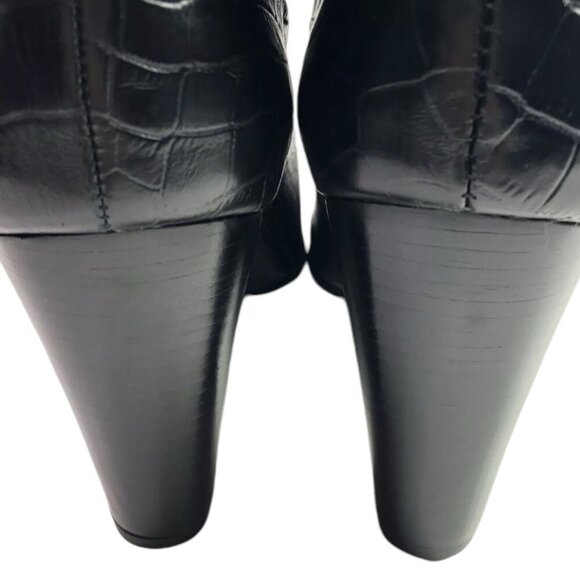Matisse X Understated Black Leather Boot Done N Dusted Suede Pointy Toe Western - Picture 8 of 10